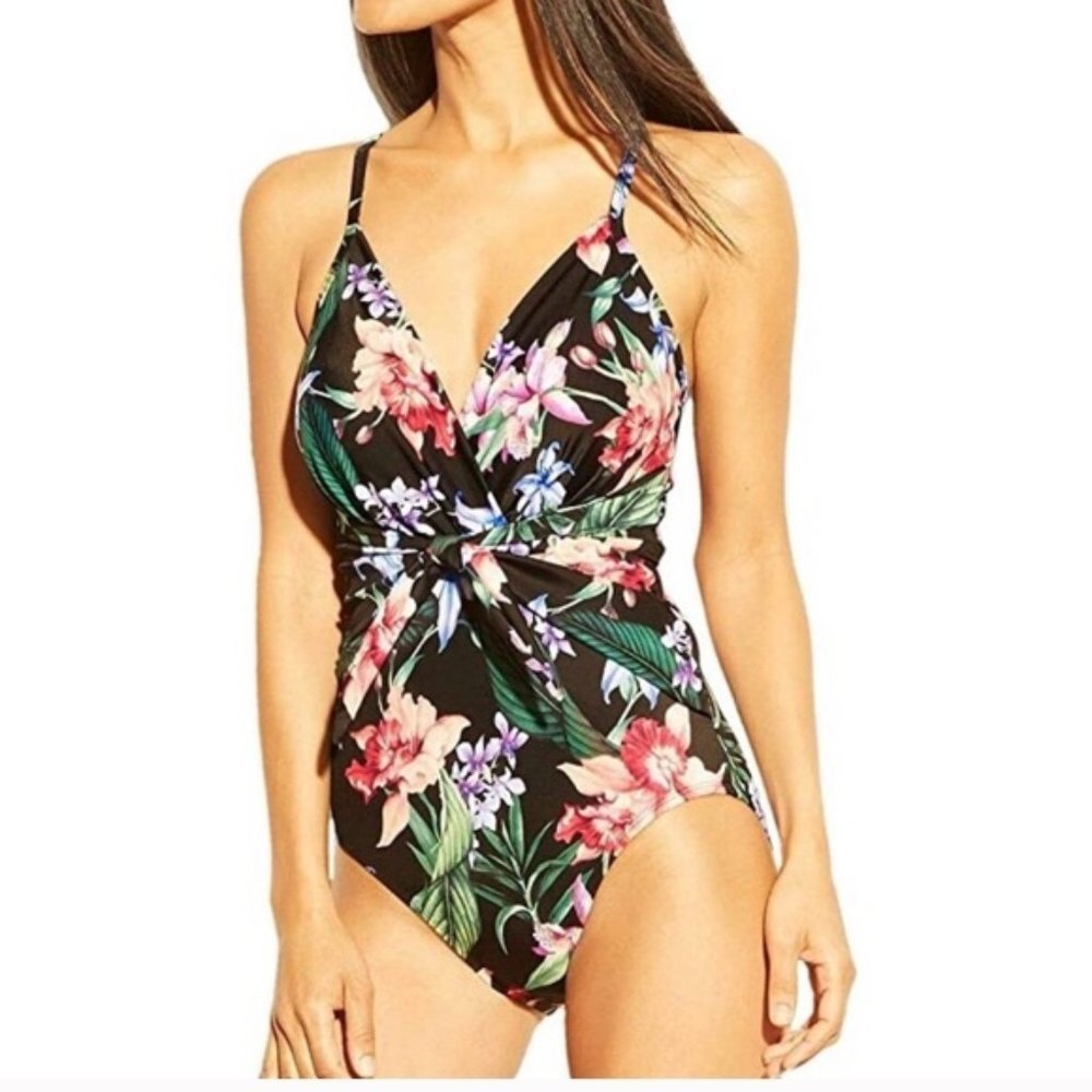 Aqua Green Floral One Piece Swimsuit